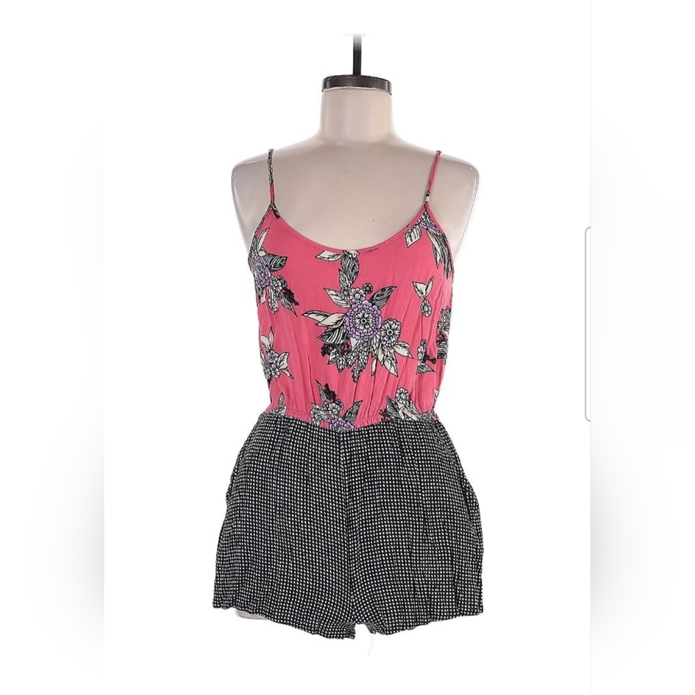 Floral Pink and Black Jumpsuit